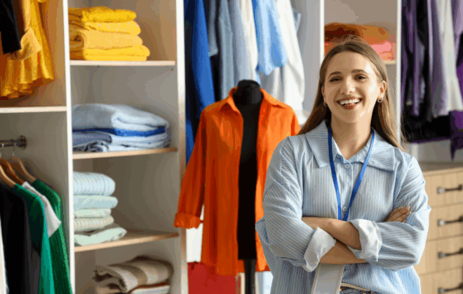 commessa di negozio abbigliamento che ha fatto la timbratura virtuale